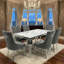 6 -Person Marble Dining Set-2043506477