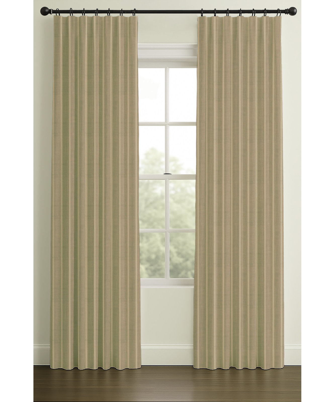 Merritt Jacquard Stripe Single-Lined Curtain, 33" W x 108" L, Beige