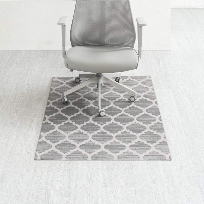 Tapis de chaise de bureau en jacquard de polyester avec support antidérapant Anji, H 0,25 po x l 48 po x P 36 po, Gris