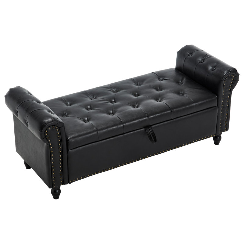 Repose-pieds avec rangement Coolmore 55,25 pouces, Noir