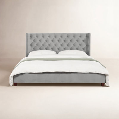 Naveen Linen Upholstered Wingback Bed