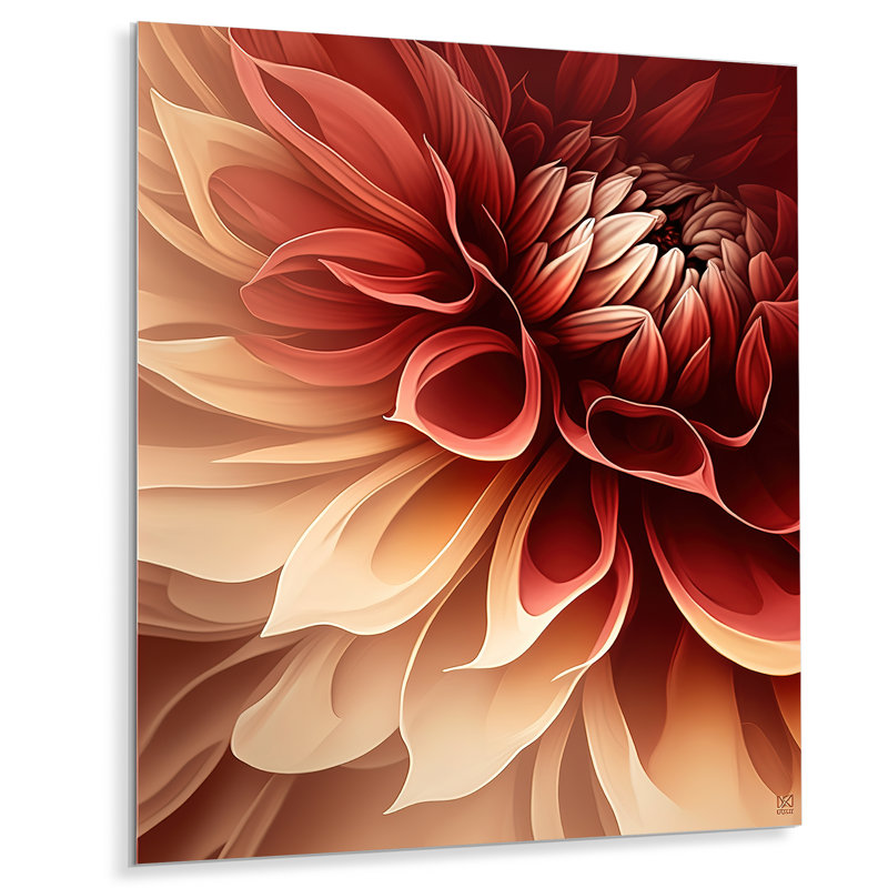 Décoration murale orange en métal fleur de dahlia orange IV, H 20 po x l 12 po x P 1 po