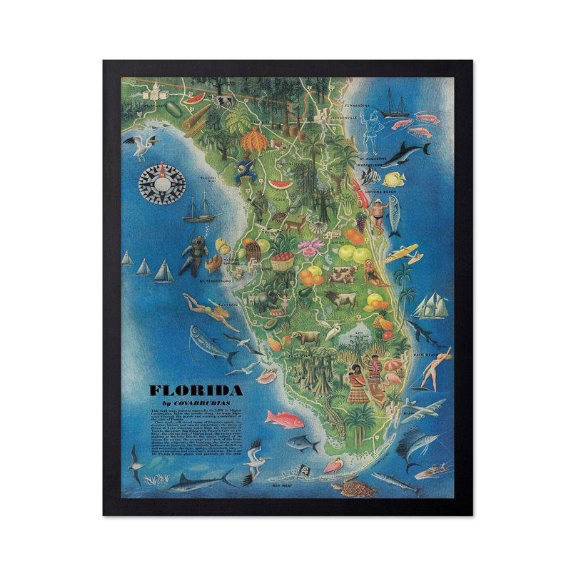 Carte de l'État de la Floride, Sans cadre, Affiche, H 16 po x l 20 po