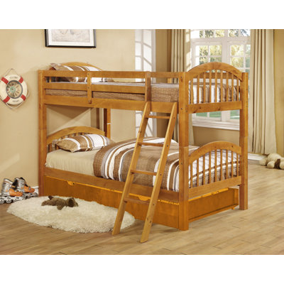 Auerbach Twin Over Twin Bunk Bed with Built-In Ladder , Trundle Bed Included