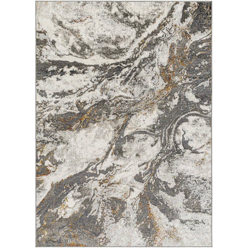 Darsie Abstract Area Rug, Rectangle 200 x 275cm, Ivory/Black