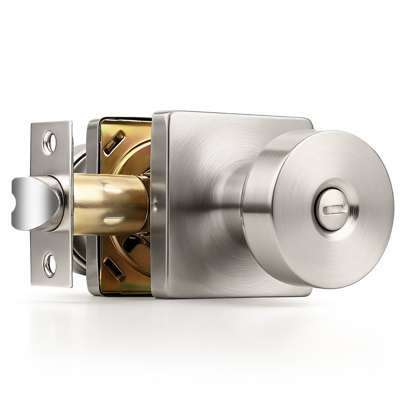 Probrico Square Panel Door Knob, Brushed Nickel, Privacy (Bed & Bath)