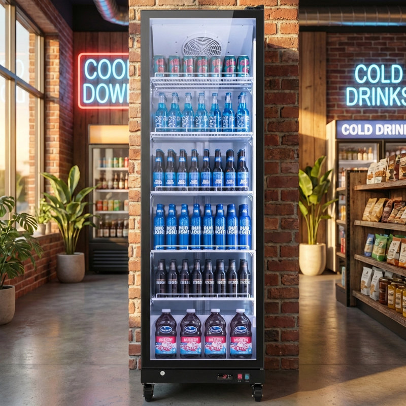 Yeego 17.48 Cu.ft Commercial Beverage Display Refrigerator, 32-50°flarge-capacity Commercial Refrigerator