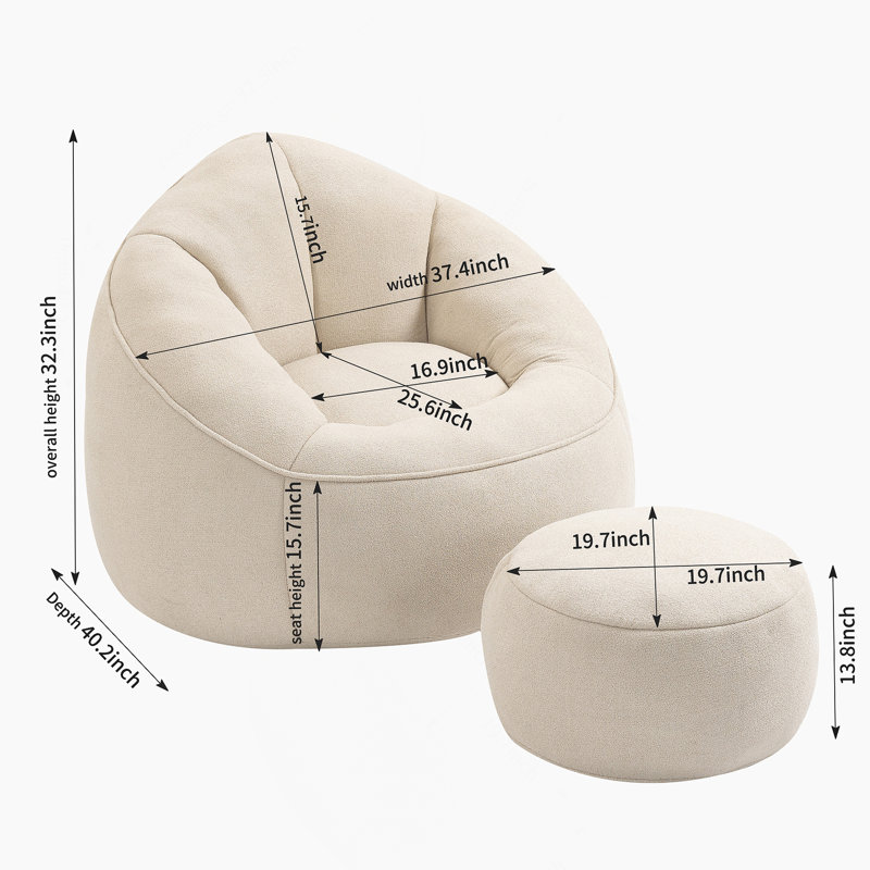 Fauteuil à billes Bedding, Microfibre beige