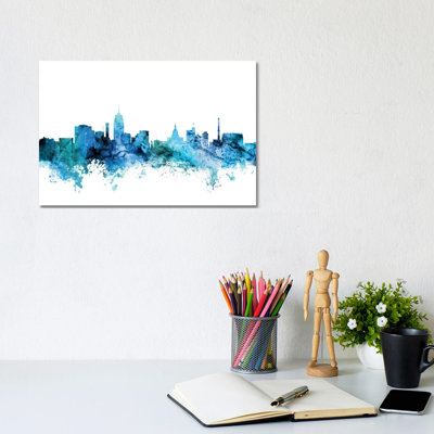 Lansing, Michigan Skyline by Michael Tompsett - 1 Piece Wrapped Canvas Wall Art