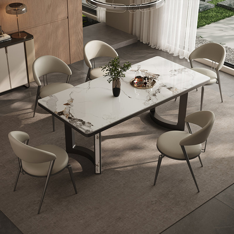 86.61"Italian high-end rectangular stone slab dining table, 29.53" H x 86.61" W x 39.37" D
