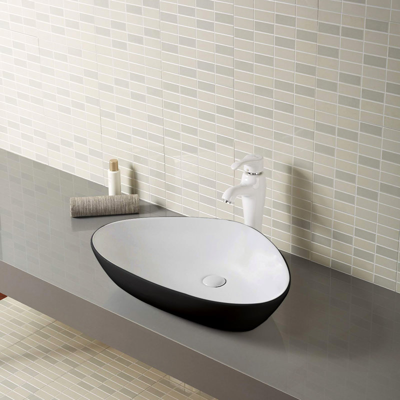 Lavabo vasque de salle de bain en céramique, Noir