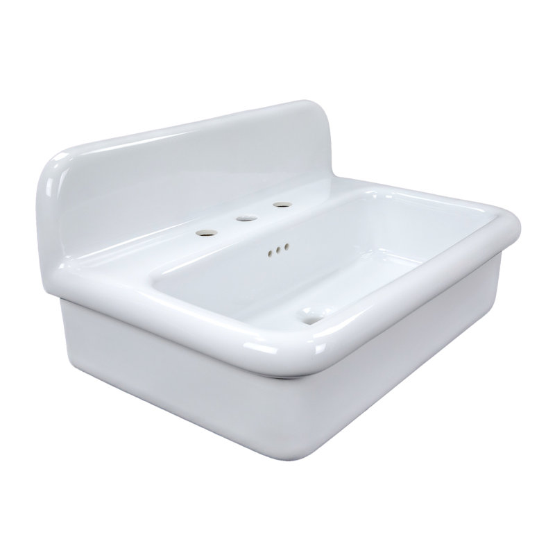 Nantucket Sinks 27.75'' Fireclay Specialty Bathroom Sink with Overflow, White