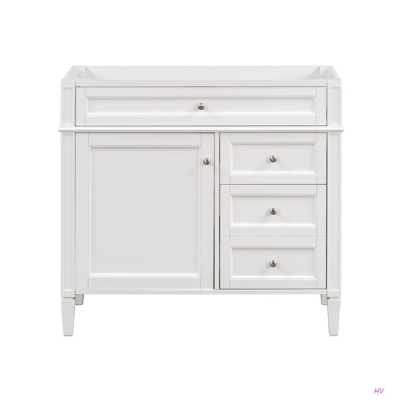 Meuble-lavabo de 36 po sans lavabo supérieur, armoire de rangement moderne avec 2 tiroirs et un tiroir basculant, structure en bois massif