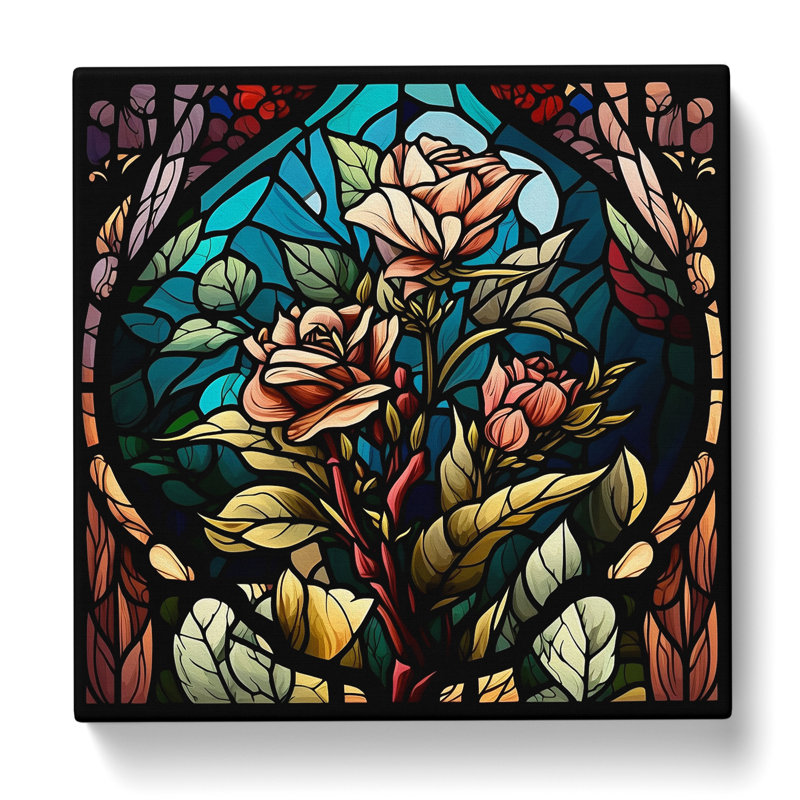 Floral Stained Glass Effect - No Frame Print