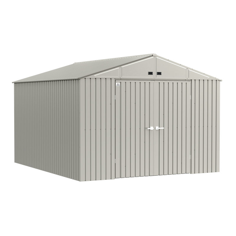 Cool Grey 10' x 12' Steel Storage Shed with Gable Roof