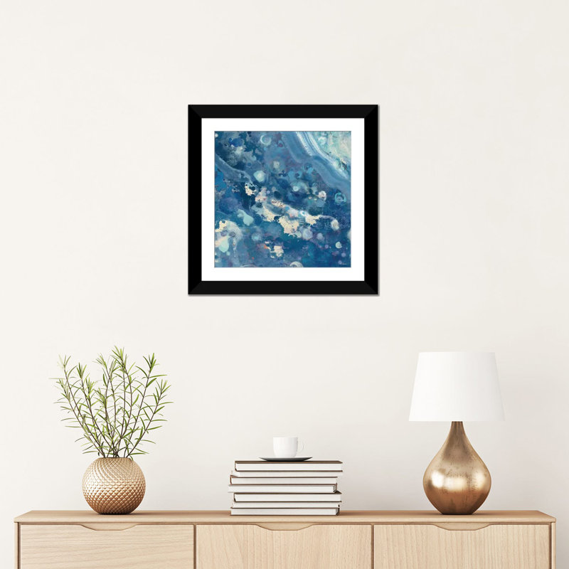 "water iii" , reproduction d’art sur toile tendue, H 16 po x l 16 po x P 1 po, Papier d'art encadré noir, Blanc