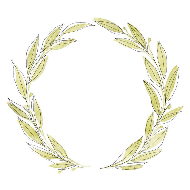 «Wreath Simplicity III» par Annie Warren - peinture sur toile tendue, H 20 po x l 20 po