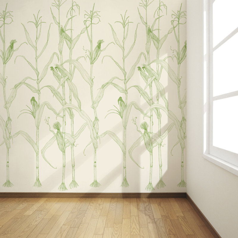 Corn Rows, Summer Green/Cream, Paper