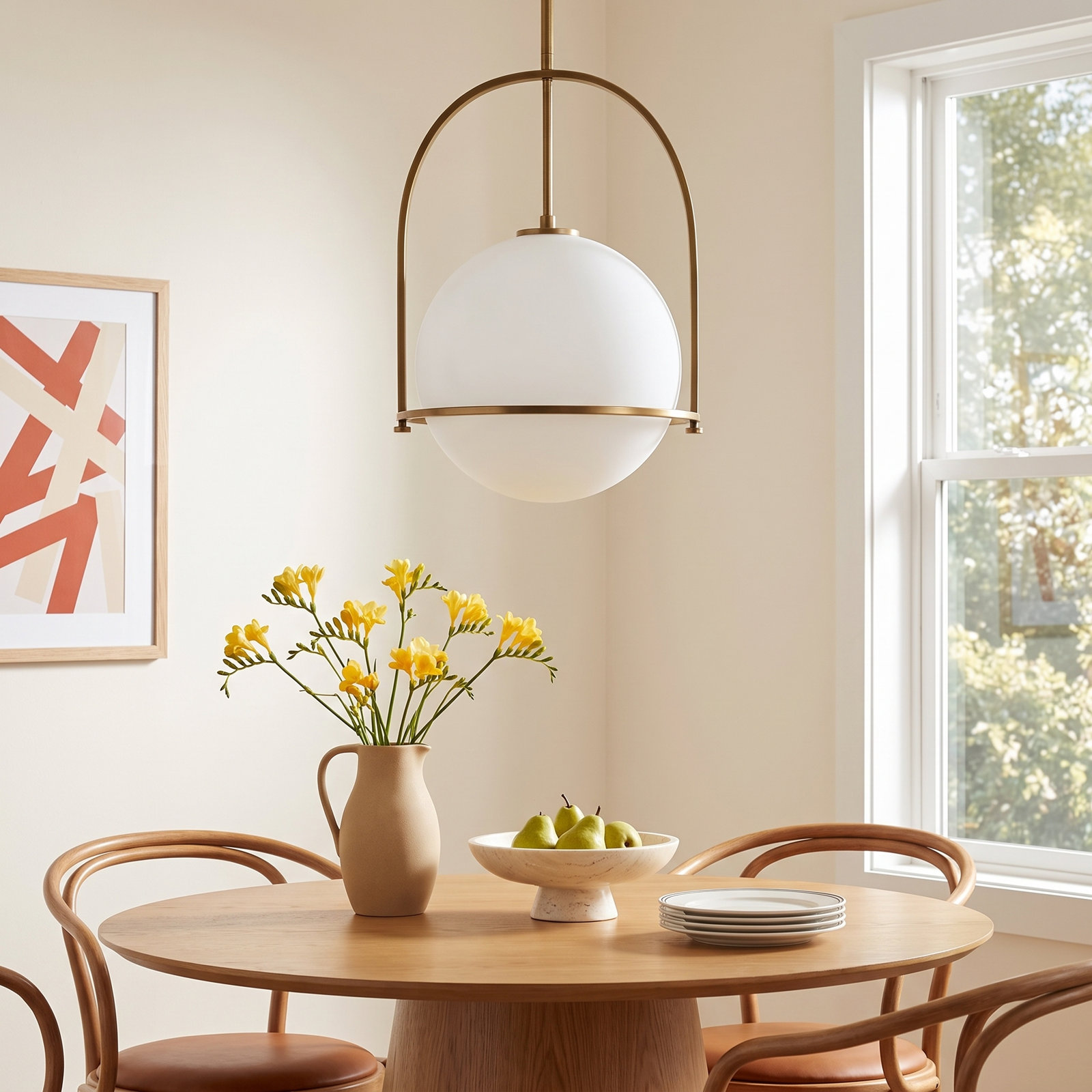 Arie Dimmable Single Light Pendant, 23" H x 15.5" W x 15.5" D, Heritage Brass