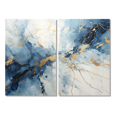 Marbre blanc et bleu orage surdimensionné