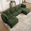 Canapé d'angle modulaire 4 places en chenille à détails froncés, 2 poufs amovibles, mousse haute densité, coussins de dossier épais-301361377-301361378