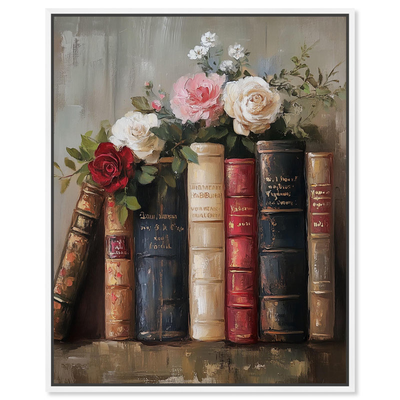 Bibliothèque Bouquet I, toile Glam Farmhouse Art par Art Remedy, H 31 po x l 25 po, Cadre blanc