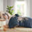 8 Piece Cotton Comforter Set Navy-126520588
