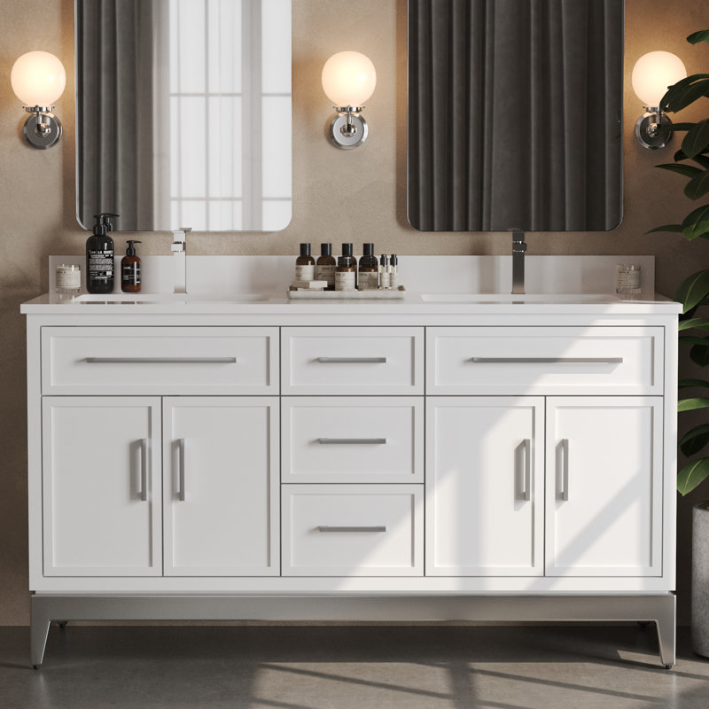 Meuble-lavabo à double cuve 63 po Barrington, Blanc