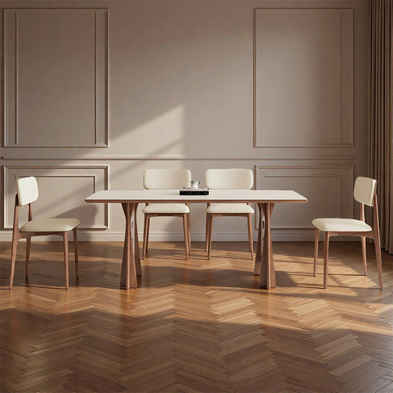 Ensemble de table de salle à manger simple et moderne en pierre frittée, 29.52" H x 70.99" W x 31.49" D