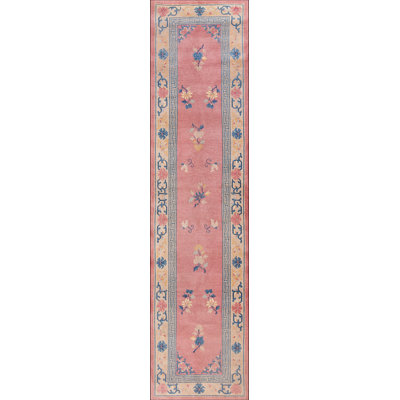 Antique Peking Hallway Runner Wool Pink Rug