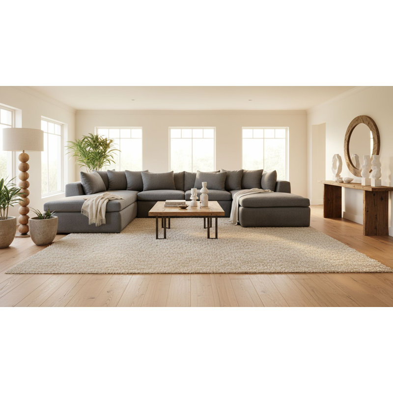 Teddy 140" 3 - Piece Upholstered Sectional, Gray Medium 100% Polyester