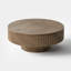 Table basse à piédestal Fynlee, conception cannelée en bois massif fabriquée à la main-596886334-599820431