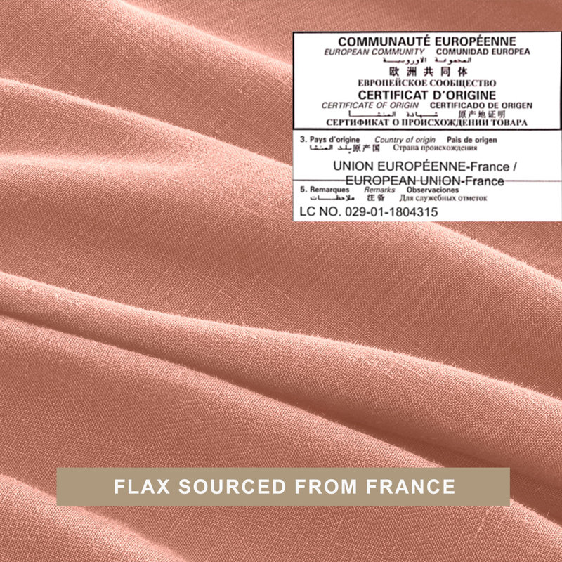 TOSMO Pure Linen Sheets, Queen Sheet Set with 2 Pillowcases, Pink