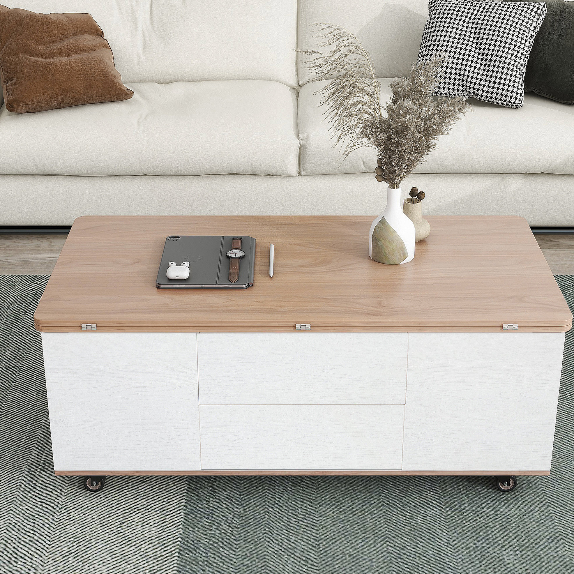 Latitude Run® Lift Top Coffee Table Multi Functional Table with 3 ...