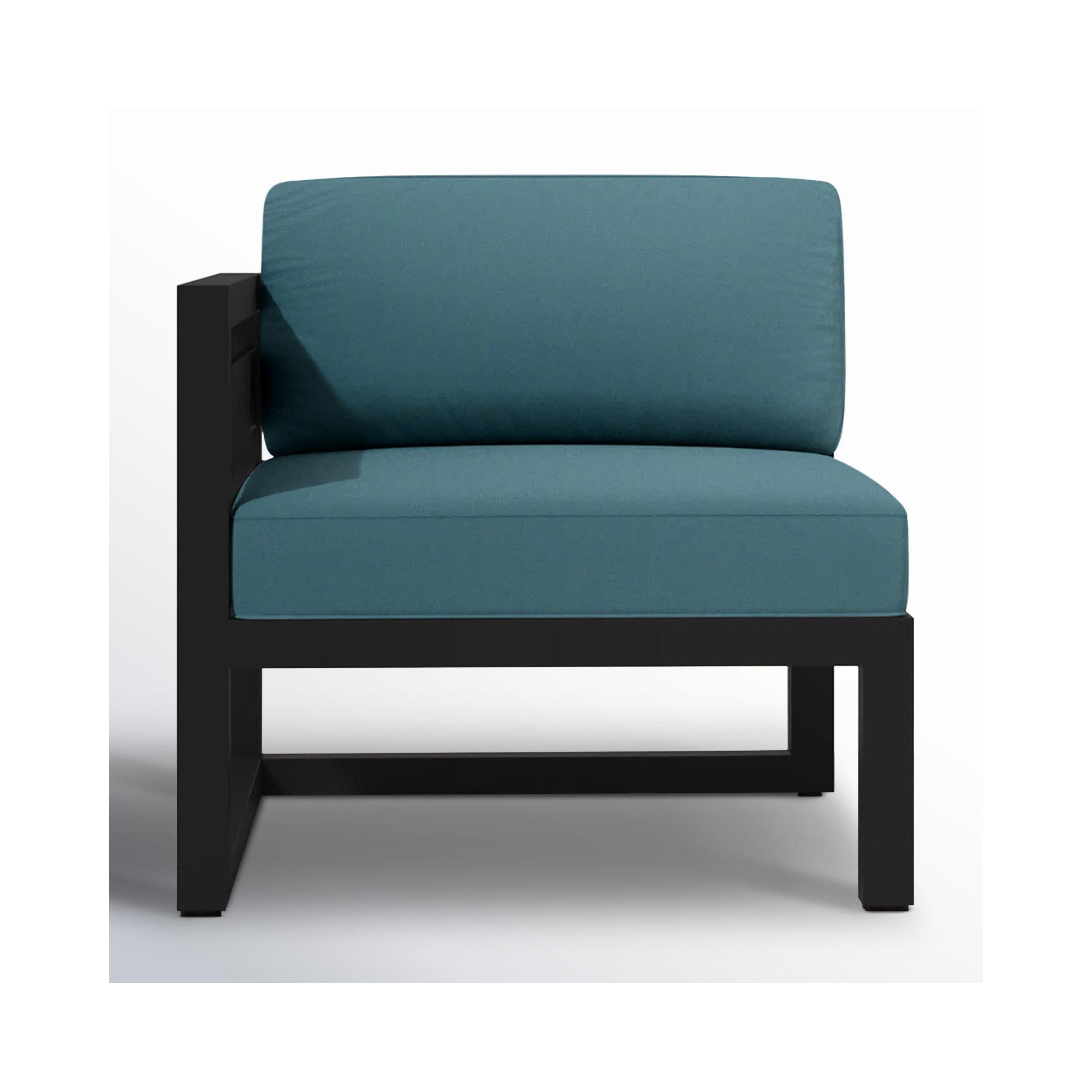 Smith Outdoor Left Arm Lounge Chair with Sunbrella Cushions, Cast Lagoon, Slate