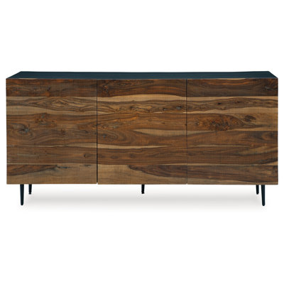 Console de buffet, 3 panneaux de bois de sheesham brun rainuré de 64 po