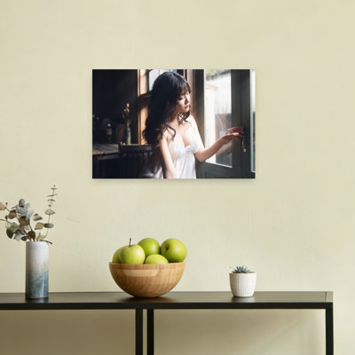 Pensive Woman At Window Dreamy Elegant Peaceful Architecture Wall Art