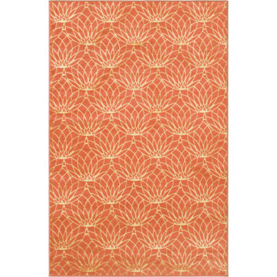 Tapis ikat orange / doré Corando