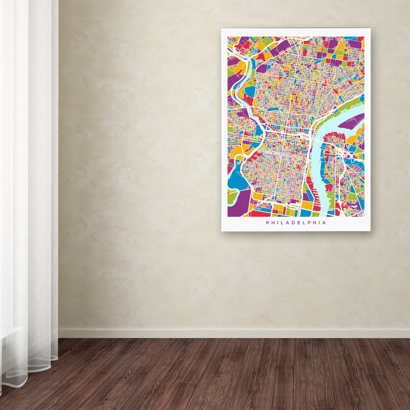 « philadelphia pennsylvanie street map », impression sur toile tendue, H 19 po x l 14 po x P 2 po