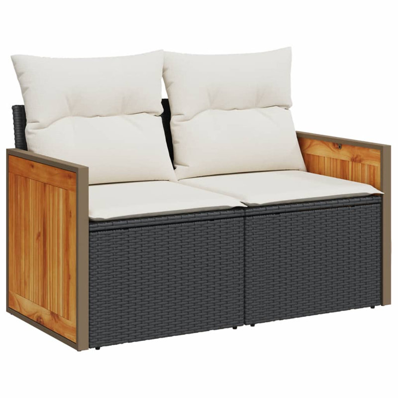 Ensemble de canapé de jardin en rotin PE Vidaxl, acier thermolaqué, 100% polyester