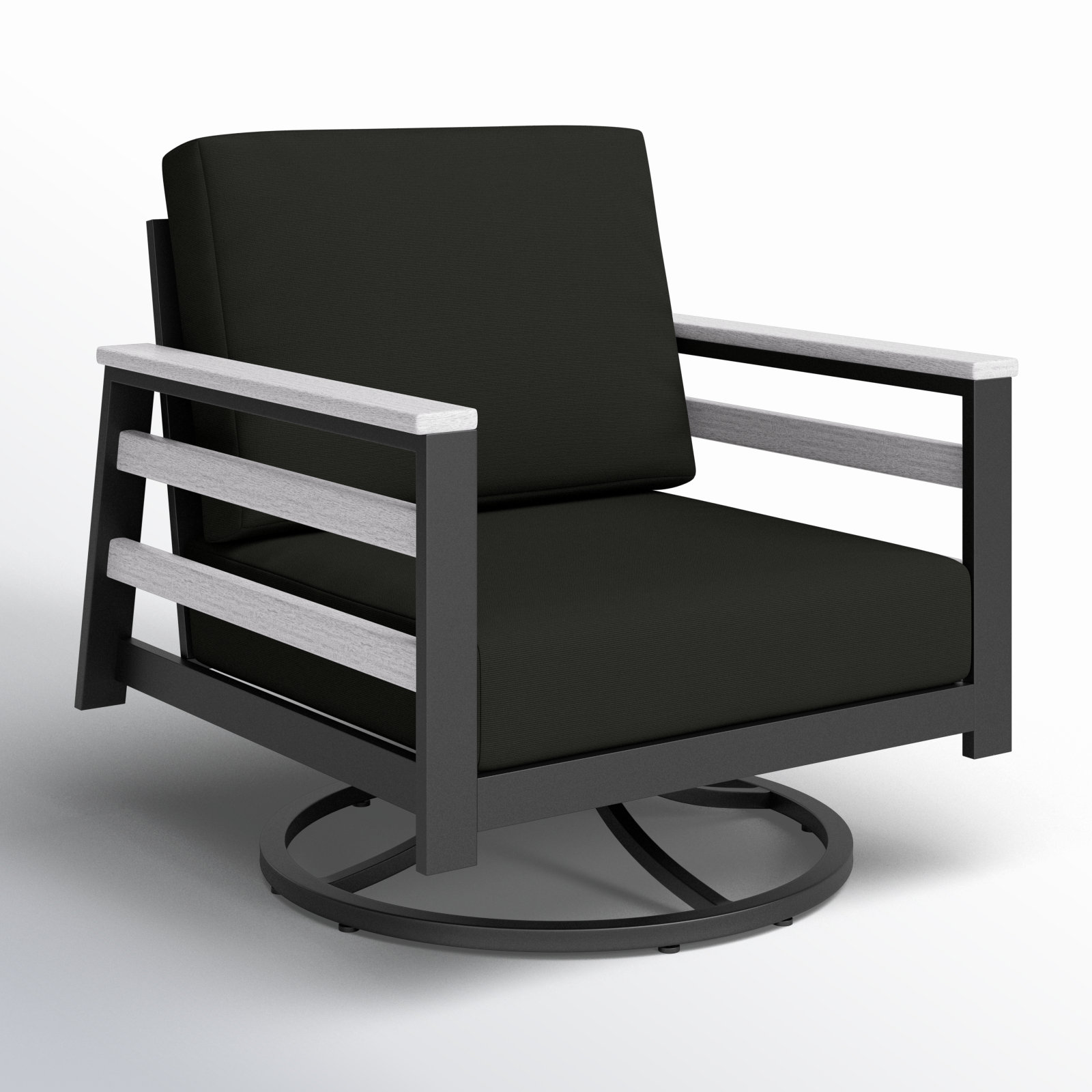Townsend Sunbrella® Metal Swivel Patio Rocking Chair,  Canvas Black, White