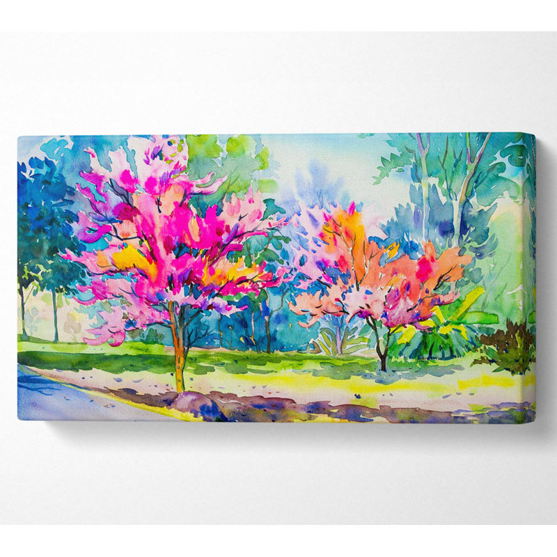 Kukkapalli Vibrant Trees In Green Forest - Wrapped Canvas Print, 101.6cm H x 203.2cm W x 1cm D