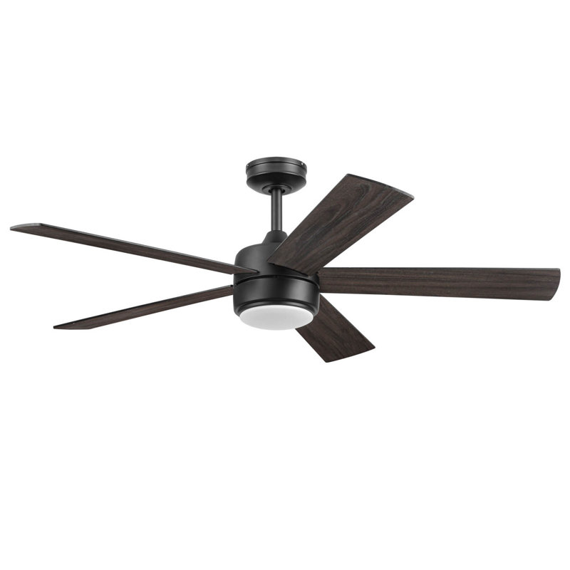 Ventilateur de plafond d'intérieur noir mat à DEL 52 po avec télécommande Schilling