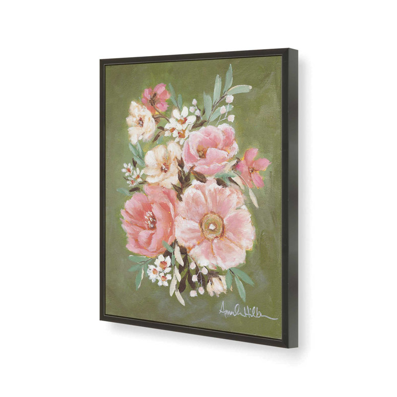 «Boho Bouquet I» par Amanda Hilburn, reproduction d'art, L 12 po x H 16 po, Noir, Impression encadrée