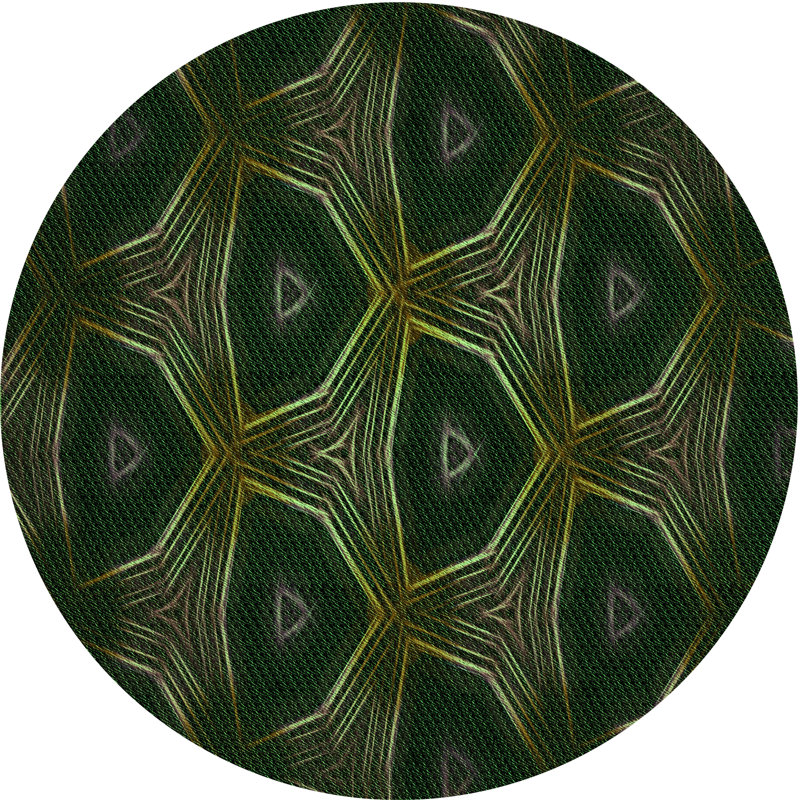 Tapis en laine vert / gris clair, Rond 4 pi