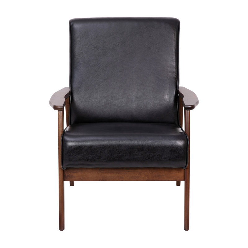 Chaise avec accoudoirs Devansshi, Similicuir noir