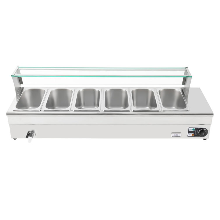 VEVOR 6 Pan x 1/3 GN Stainless Steel Commercial Food Steam Table 6