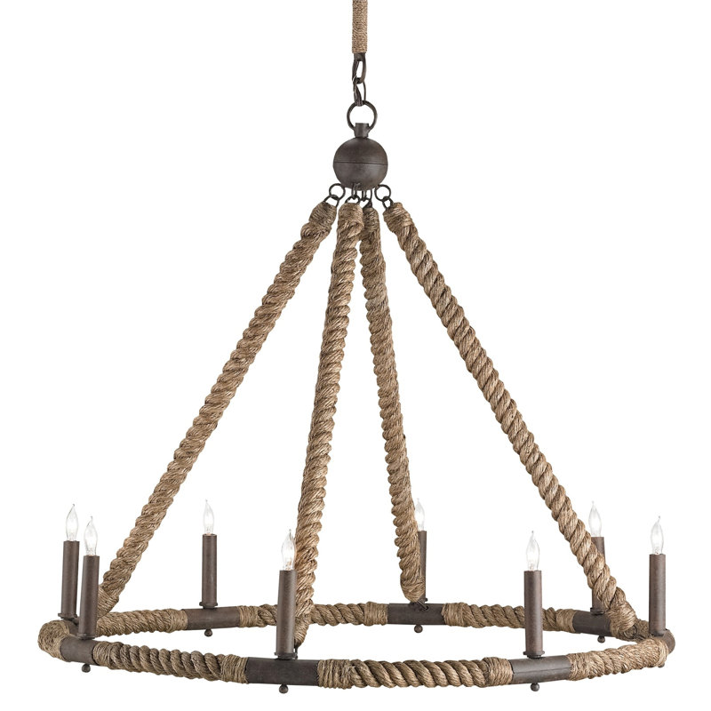 Lustre en roue de chariot à 8 lumières Bowline