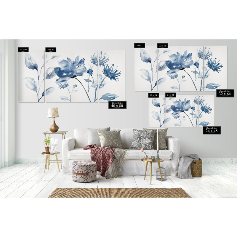 «A Premium Translucent Blues II», image multi-pièces sur toile tendue, H 24 po x l 48 po x P 1,5 po
