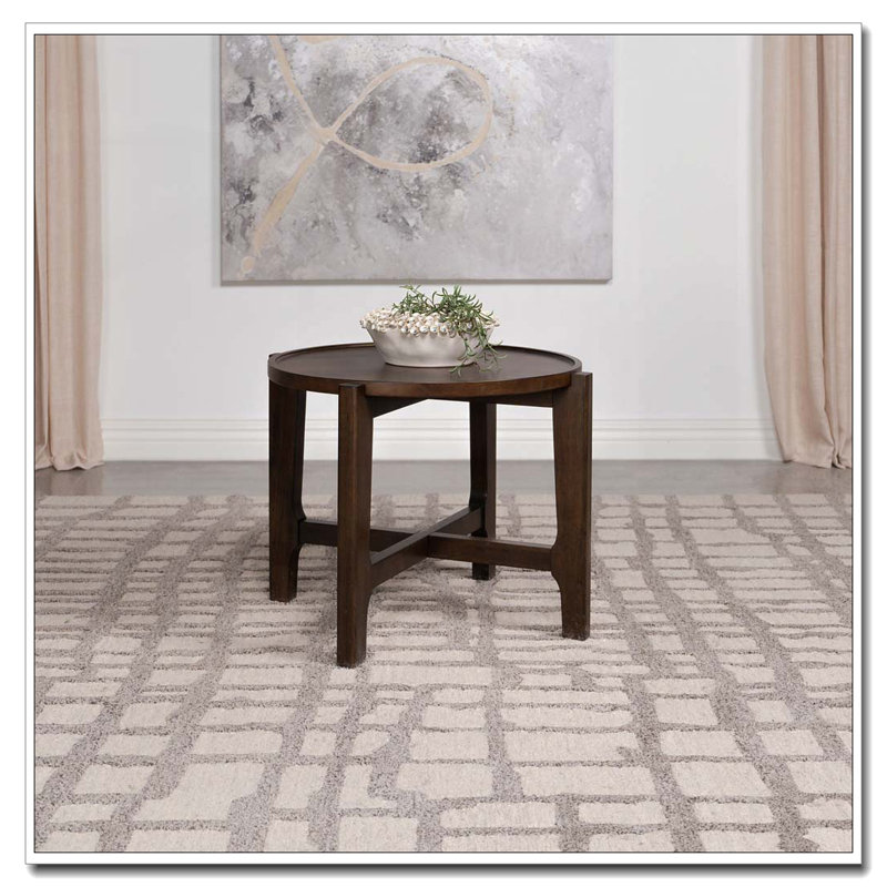 Mavis Dark Brown Round Solid Wood End Table
